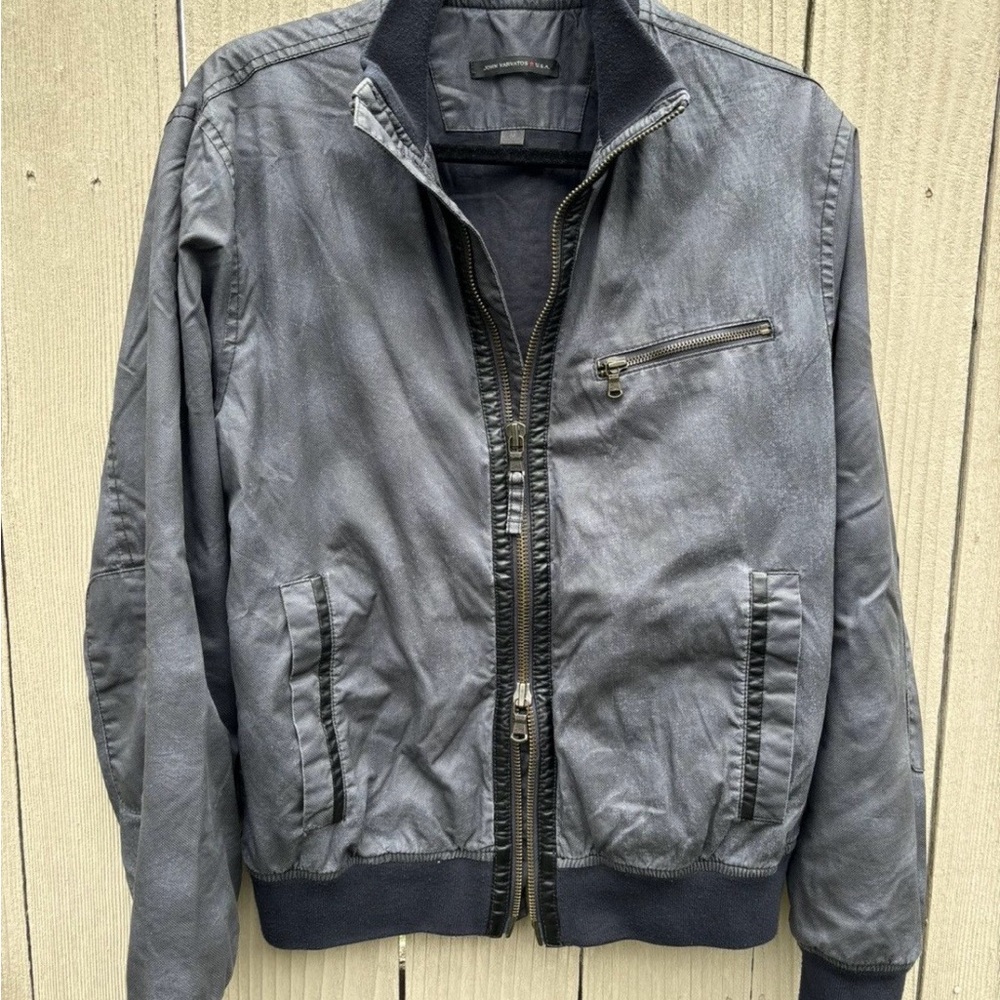 John Varvatos Gray Cotton Bomber Jacket